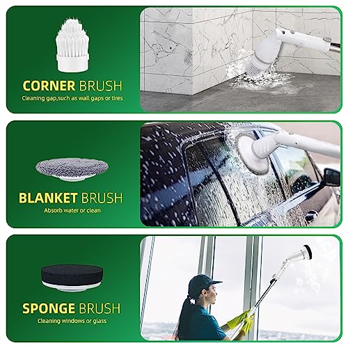 Electric Spin Scrubber, 520RPM Cordless Cleaning Brush with 6 Replaceable Brush Heads & Adjustable Extension Long Handle Power Shower Scrubber for Cleaning Bathroom Tub Grout Floor Wall Sink Tile - Image 6