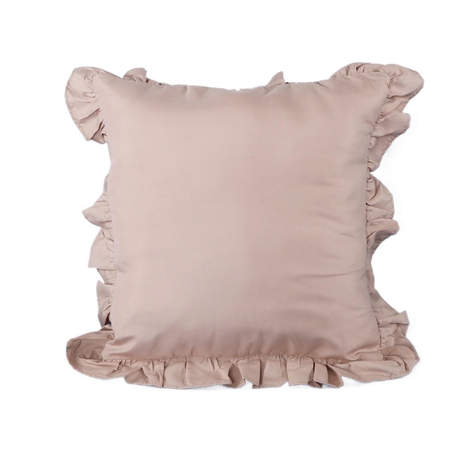 LYXYGMV 1 Pc Ruffled Pillowcase Core Envelope Pillow Shams Soft Breathable Non Shrinking For the Bedroom(Camel,45x45cm No Pillow)