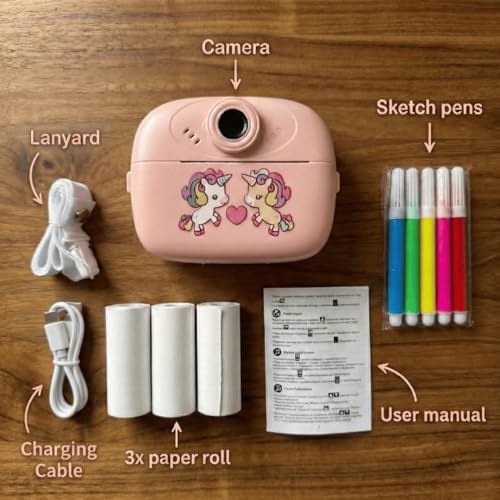 Image of Instant Print Mini Camera for Kids & Adults | Inkless Thermal Printing | 2.4 inch Display | SD Card Support | Rechargable