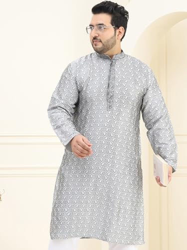 Image of SOJANYA Plus(Since 1958), Men's Silk Blend Self Design ONLY Long Kurta