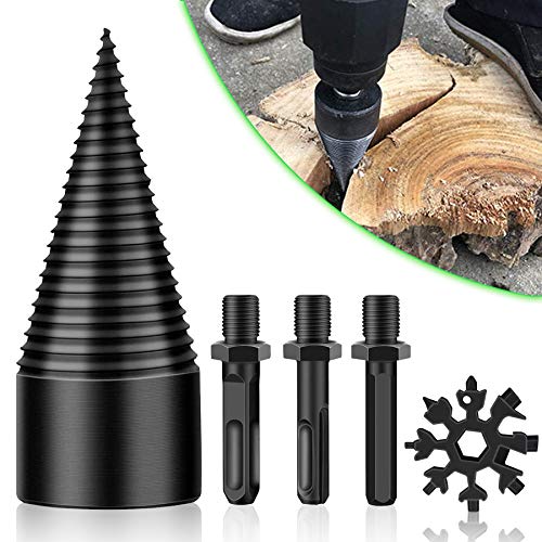 Allenker Firewood Drill Bit Wood Splitter Firewood Log Splitter Drill Bit Heavy Duty Drill Screw Cone Driver-Log Splitter Screw Cone Kindling Firewood Splitter for Household Electric Drill ( 42mm )