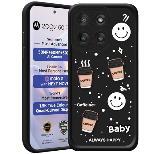 amazon basics Back Case Cover Compatible for Motorola Moto Edge 60 Pro 5G | Cute Fun Cartoon 3D Ball | Coffee Silicone Case | Camera Protection | Body Protection | Shock Proof | Color Black