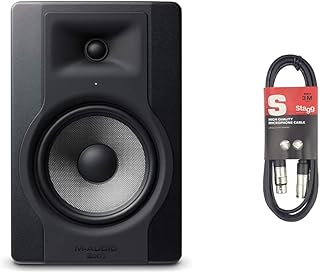 M-Audio BX8 D3 - Professional 2-Way 8 Inch Active Studio Monitor Speaker for Music Production and Mixing with Onboard Acoustic Space Control & Stagg SMC3 3m XLR to XLR Plug Microphone Cable, Black