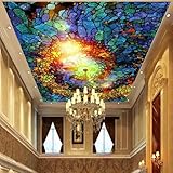 JCSMKFQ Murale per soffitto 3D Carta da parati per soggiorno Astratto Geometrico Patchwork Decorazione per soffitto interno Adesivi artistici per pareti