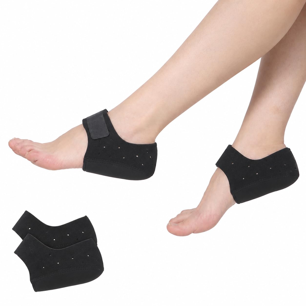 Glowear Silicone Gel Heel Cup with Breathable Holes for Heel Pain Relief, Plantar Fasciitis, Arch Support for Flat Feet For Men and Women (Size: Large, Color: Black)-picture-47