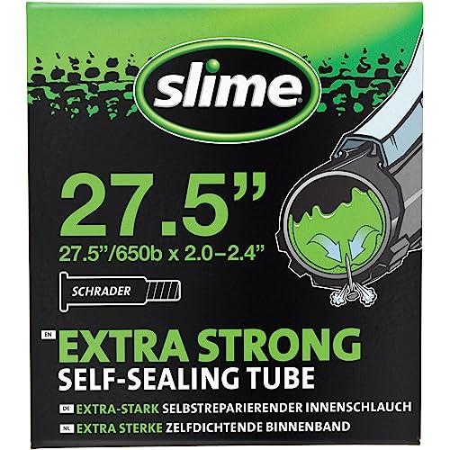 Slime 30077 Bike Inner Tube with Slime Puncture Sealant, Self Sealing, Prevent and Repair, Schrader Valve, 50/60-584mm (27.5 (650b) x 2.0-2.4), Green