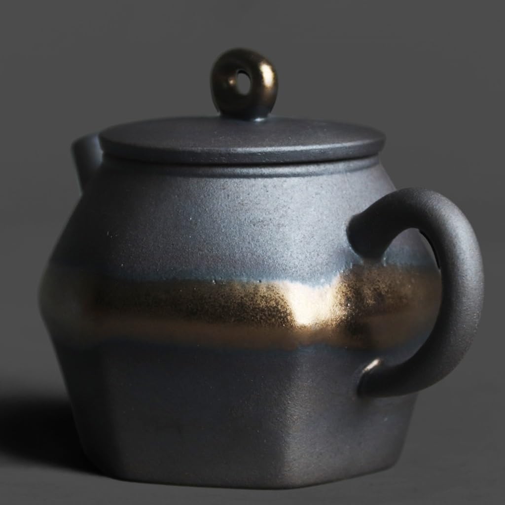 Infusor De Té Rock Pottery Tetera pequeña de Mano de Seis Lados, Hecha de cerámica Retro en Bruto, Tetera Individual for preparar té Tetera De Cocina