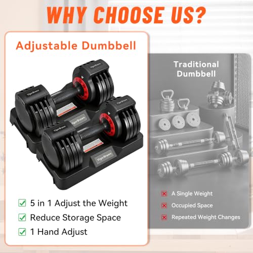 Image of Adjustable Dumbbell Set Storage Case Included All Gender Home Gym Weights