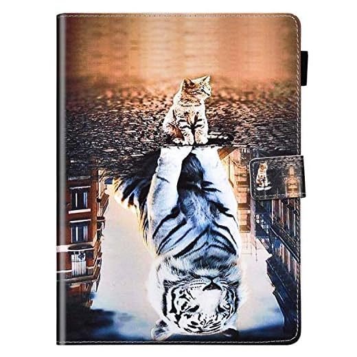 Felfy Kompatibel med Huawei MediaPad M5 10,8 fodral magnetiskt flip fodral PU-läder och silikon inre baksida fodral skydd väska bokstil surfplatta läderfodral skyddande fodral med stativ funktion, katt och tiger