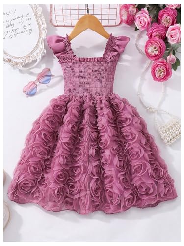 GORGLITTER Girl's Flower Dresses Ruffle Open Back Sleeveless Strappy Summer Cute Party Formal Tutu Dresses2