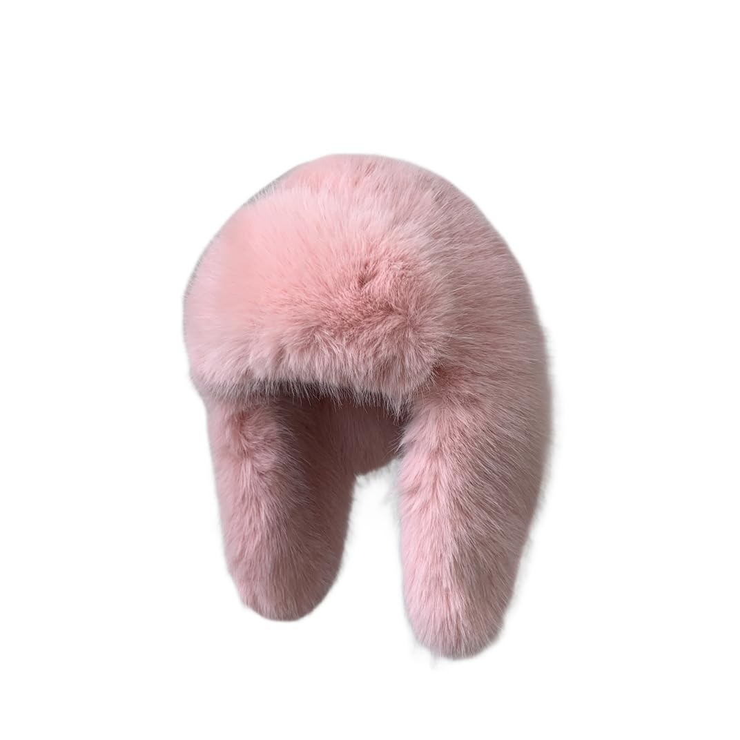 KGM Accessories New Super Fluffy Trapper Hat Soft Fleecy Faux Fur hat - Womens Mens Winter Hats (UK, Alpha, One Size, Pink)