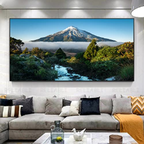 Toile Paysage Montagne Enneigée 90x180cm Grand Format Moderne Sans Cadre Salon