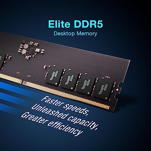 Image of TEAMGROUP Elite DDR5 32GB Kit (2x16GB) 5600Mhz PC5-44800 CL46 Non-ECC Unbuffered UDIMM 288 Pin PC Computer Desktop Memory Module Ram Supports Intel & AMD TED532G5600C46DC01
