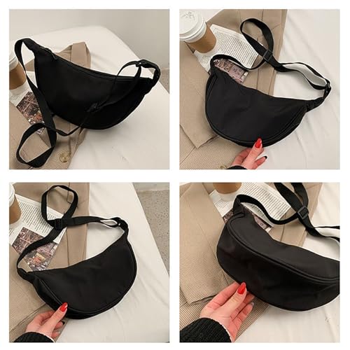 Women Crossbody Bag Adjustable Strap Zipper Large Capacity Casual Nylon Ladies Single Teacher Work (Black, One Size)3