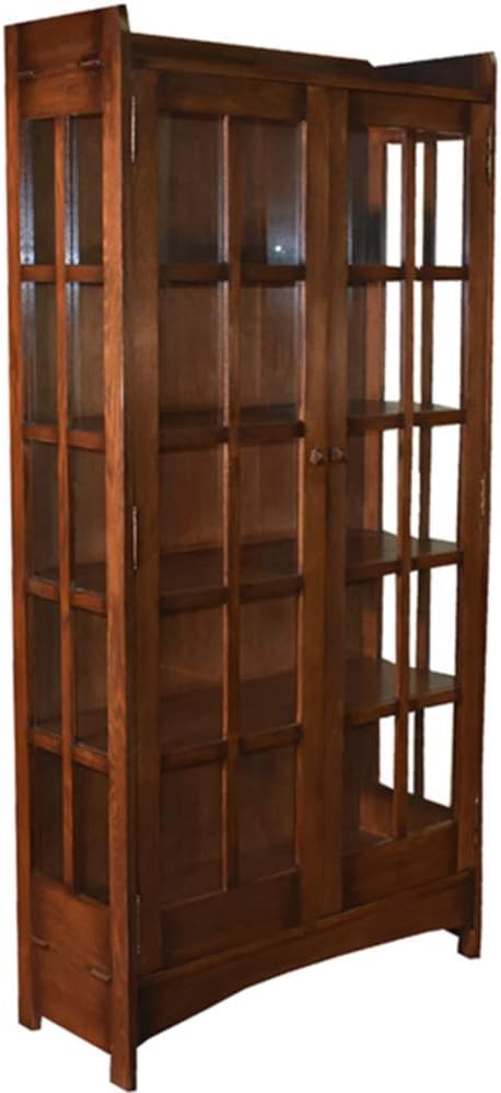 Crafters and Weavers Arts and Crafts Mission Solid Oak China Cabinet