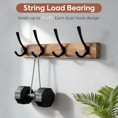 Coat-Rack-Wall-MountAcacia-Wood-Coat-Hooks-Wall-Mount15-Wall-Coat-Rack-with-Heavy-Duty-4-Double-HooksHat-Rack-Wall-Coat-Hanger-for-TowelDogs-LeashesCoatBag