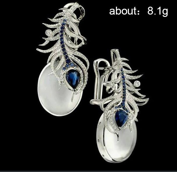 Boucles d'oreilles saphir et pierre de lune arc-en-ciel en argent 925 - 2