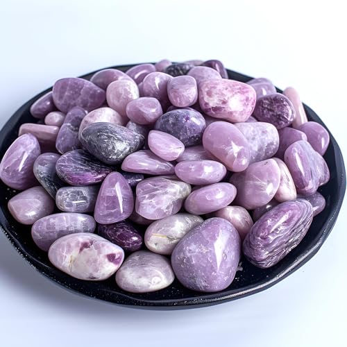 Polished Lepidolite Crystals Stone Set - 72 Pcs, 0.5' Handpicked Natural Tumbled Gemstones Rocks Agate Jasper, Pebbles for Reiki, Chakra, Healing Home Decor