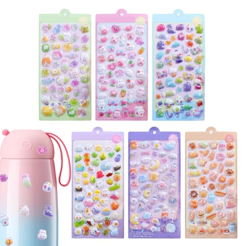 Lindas pegatinas 3D | Diseños de animales 3D Pegatinas duraderas 6 unidades | Pegatinas para álbum de recortes - Para niños, amigos, interior y exterior, planificador de refrigerador, hogar, coche
