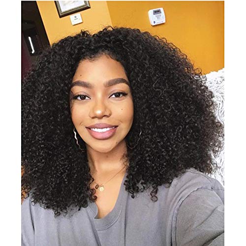 BK Beckoning 12 Inch Short Kinky Curl Lace Front Wigs 13x4 Deep Part Peruvian Curly Human Hair Wigs With Baby Hair Tight Curls Glueless Virgin Hair Frontal Wigs