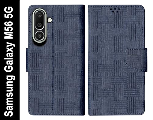 Image of SBMS Flip Cover for Samsung Galaxy M56 5G 6.7 Inch Back Cover Case with Magnatic Closure | Inbuilt Stand | Card & Money Pocket (Mat Blue)