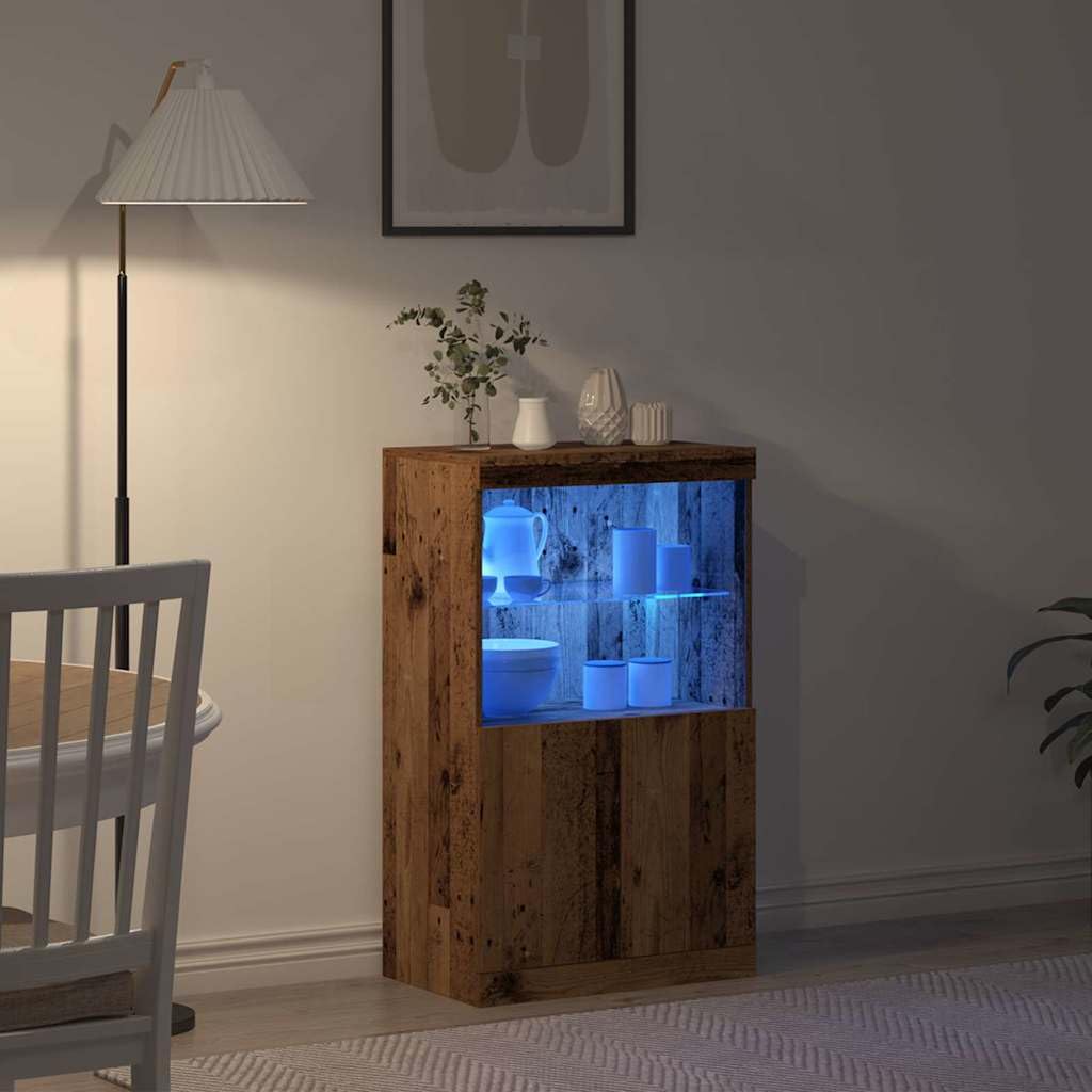 vidaXL Madia LED Marrone 60 x 37 x 100 cm Legno multistrato, Sideboard elegante, mobile moderno rettangolare con luci LED, ampio spazio multi-comparto per la sala da pranzo