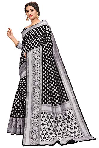 Image of Glory Sarees Women's Jacquard Silk Saree With Blouse Piece (jacquard115black)