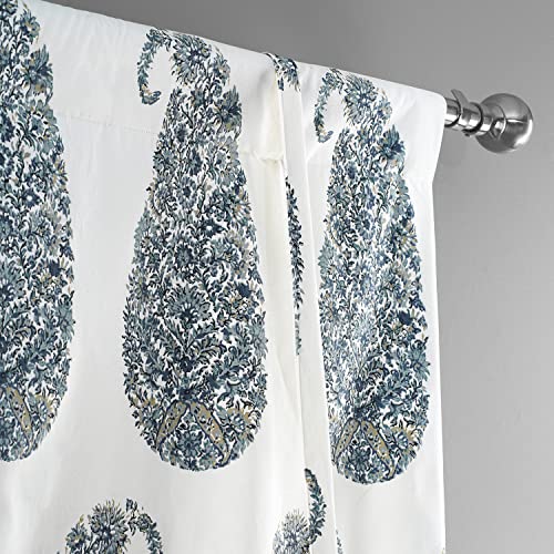 Image of HPD Half Price Drapes Room Darkening Tie Up Curtains 46 X 63 Inch Paisley Printed Cotton Window Roll Up Balloon Curtain for Living Room, Kitchen PRTW-TUD42A-63 (1 Panel), Paisley Park Blue