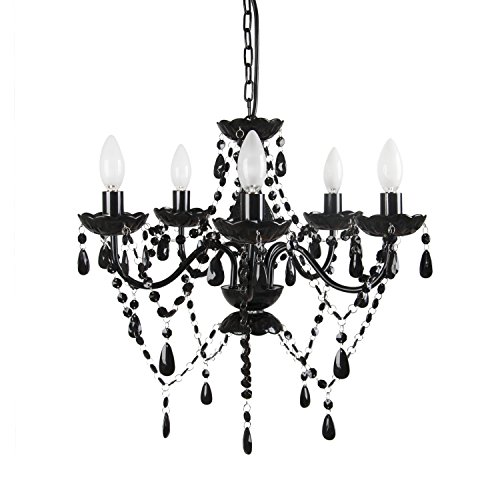 Best Promo Tadpoles Vintage-Style Chandelier, Crystal Chandelier Lighting, 5-Bulb,Black Onyx
