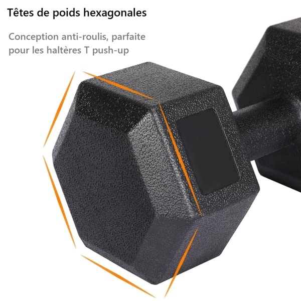 Abician Lot de 2 Haltères 7kg Haltère Musculation pour Homme et Femme Noir