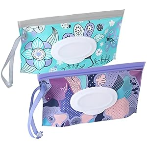 FEBSNOW 2 Pack Baby Wipe Dispenser,Reusable Portable Wipe Holder,Baby Wipes Container,Travel Baby Wipes,Refillable Wet…