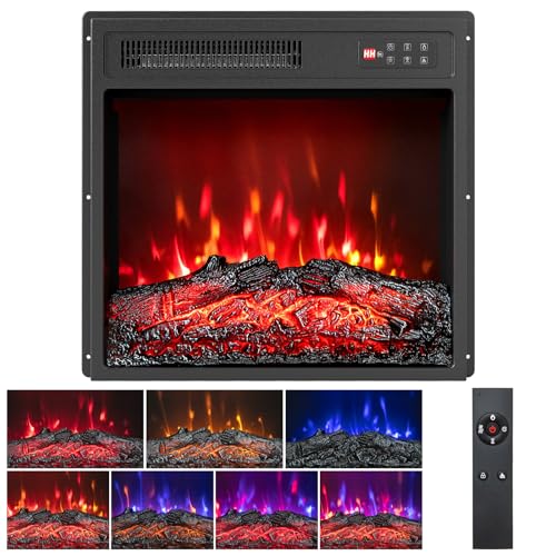 Inserto de chimenea eléctrica empotrada de 18" con calefactor de 750W y 1500W 2