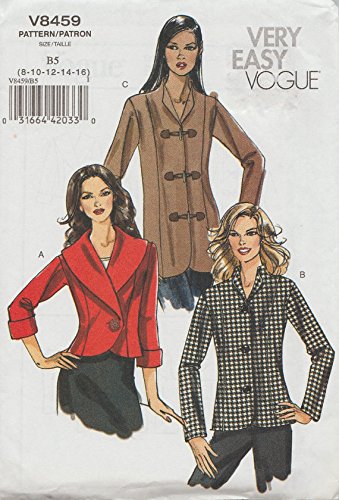 VogueVery Easy Vogue Jacket Pattern - Size B5 (8-10, 12-14, 16) - Semi-fitted, Unlined - Jackets, Learning to Sew