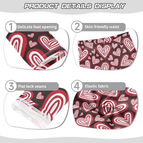 Beautiful Valentine Red Hearts Girls Leggings,Workout Leggings for Girls Toddler Athletic Leggings Size for 3-10T3