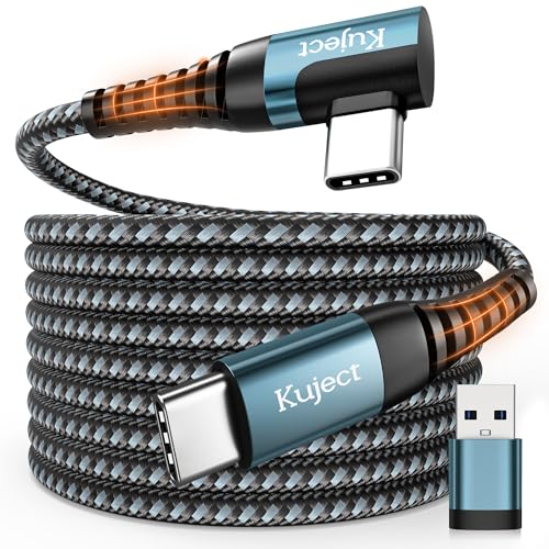 Kuject Link Cable 20FT Compatible for Quest 3S/3, Quest 2/Pro, Pico 4, Nylon Braided Charging Cord for Rift S/Steam VR Games, USB 3.0 Type C to C High Speed Data Transfer Cables for Gaming PC