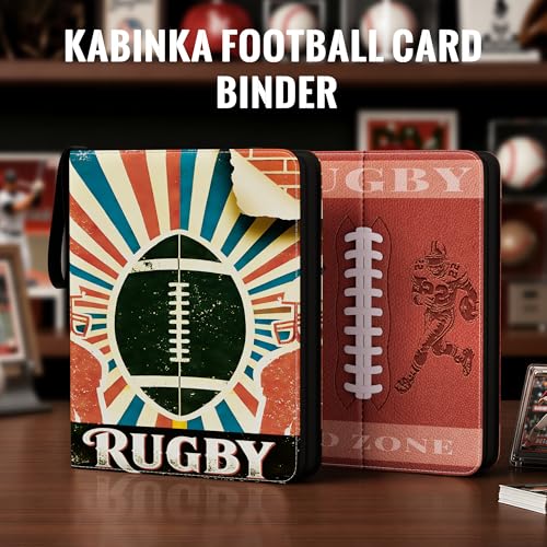 Image of Kabinka 9 Pocket Football Card Binder, 900 Standard Cards Sports Card Binder with Zipper, Protective Trading Card Binder Collector Organizer for Football Sports Cards TCG (Retro)