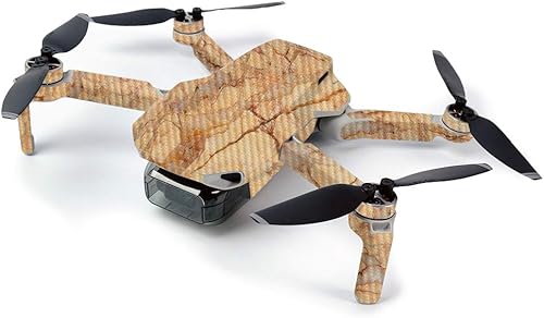 MightySkins Piel de Fibra de Carbono para DJI Mavic Mini Drone Quadcopter Portátil Piel de Fibra de Carbono - Mármol Ámbar | Protector y duradero