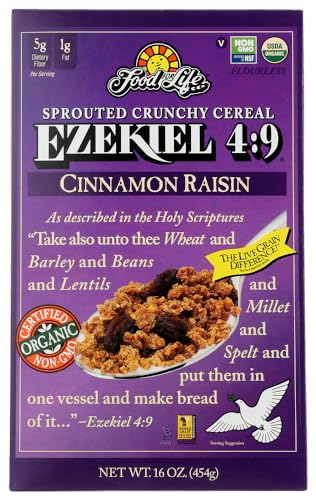 Food For Life Ezekiel 4:9 Organic Sprouted Grain Cereal, Cinnamon Raisin, 16-Ounce Boxes (Pack of 12)