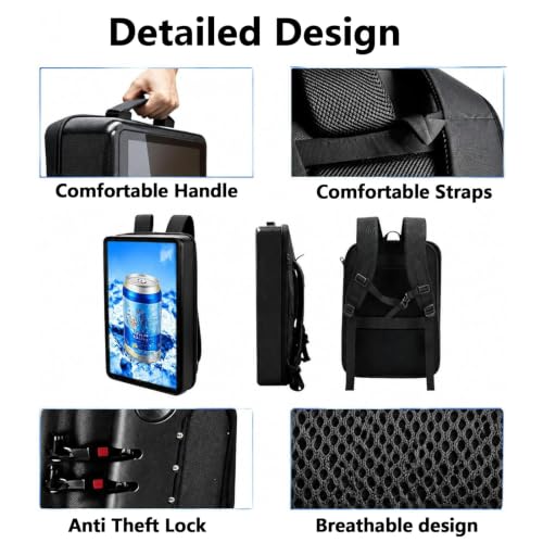 Image of Digital Backpack Display,1920 * 1080 Resolution Ratio 1000 Nits Brightness,IPS Panel,178 Wide Viewing Angle,Remote Control,Android Os11.0,Wifi /USB /Rj45 /HDMI Input,for Marketing 27in