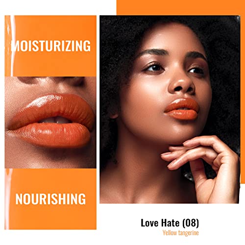 Oulac Orange Lipstick - Moisturizing Lip Stick Glossy Tinted Lip Balm, Sheer Shine Juicy Finish, Lightweight And Hydrating Formula For Dry Lip Care, Vegan 2.2G/0.07Oz (08) #TOP1