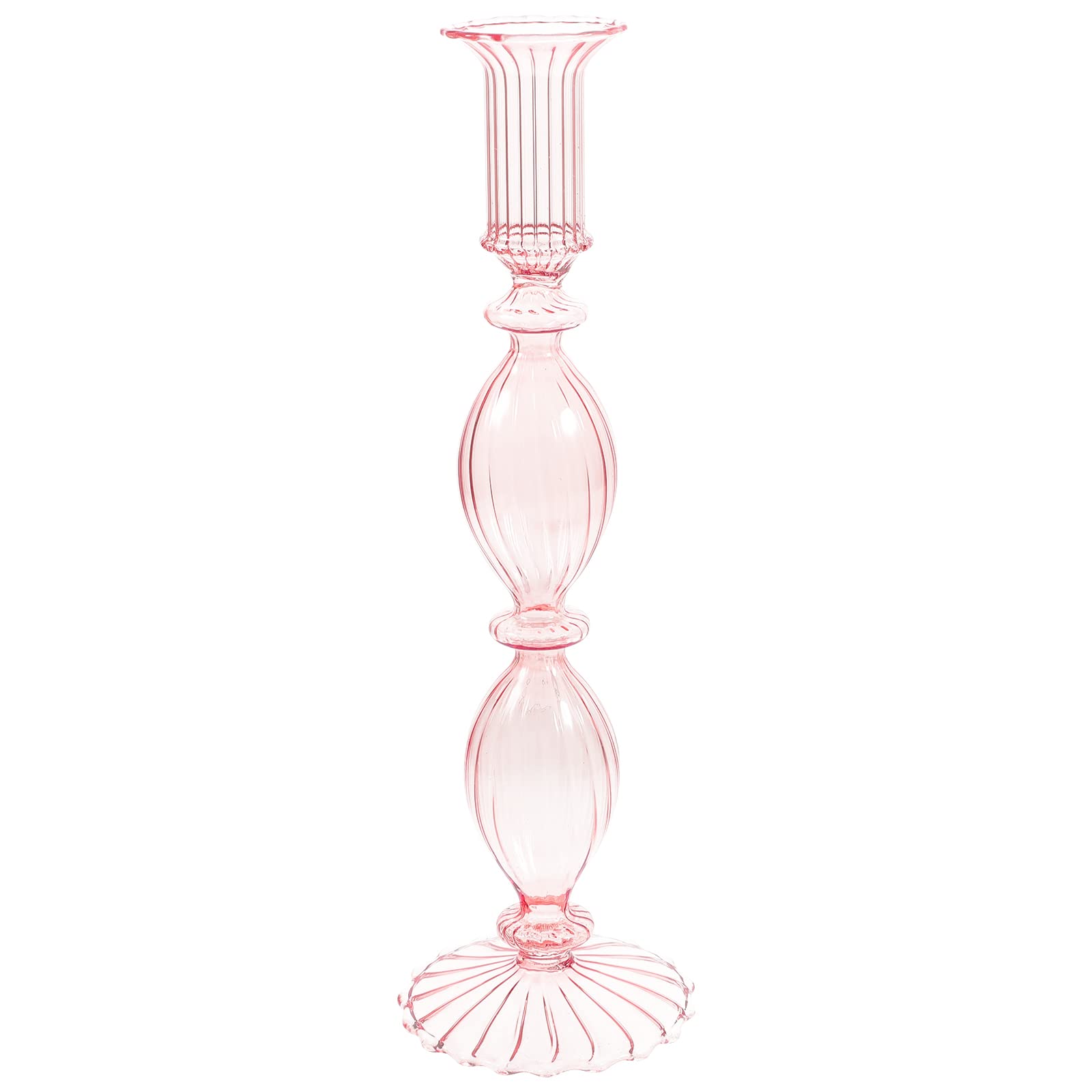 Vintage Decor Glass Taper Candle Holder Romantic Wedding Candlestick Holder Decorative Candle Stand for Party Dining Table Decor Pink Wedding Decor