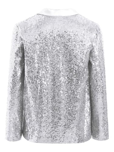 Girls Sequin Dance Jacket Kids Button Down Blazer Jacket Casual Long Sleeve Glitter Lapel Suit Coat4