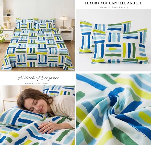 Image of BSB HOME 180 TC Cotton Double Bedsheet Set with Pillow Covers, Soft Breathable Printed Bedding for Bedroom, Pack of 15, King Size - 90 x 90 Inches (228 x 228 CM)