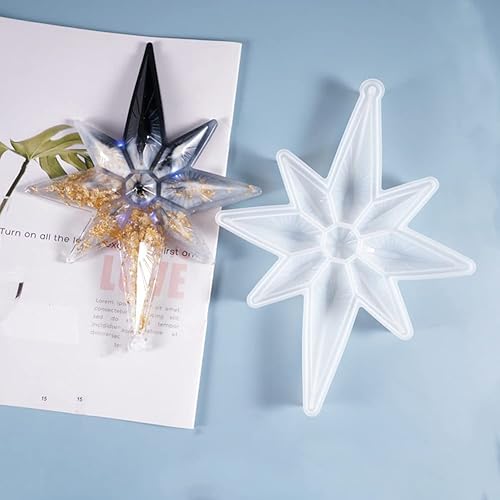 Miniatura 2 de Moldes de silicona de resina de Navidad – Moldes colgantes de estrella 3D para hacer adornos de Navidad – Decoración de manualidades epoxi DIY