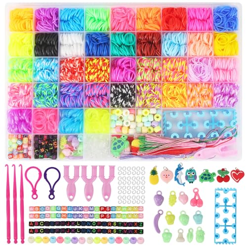 3800 pulseiras de borracha elásticas cores Set, 40 cores de borracha para fazer pulseiras para crianças, inclui máquina de tricô, pingentes, contas. Pulseiras de borracha são brinquedos criativos para