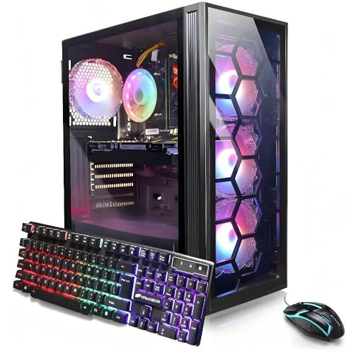 STGAubron Gaming PC Desktop Computer, Intel Core i7 up to 3.9GHz, GeForce RTX 3050 6G, 32GB RAM, 1TB SSD, WiFi 6, BT 5.0, RGB Fan x4, Windows 11 Home
