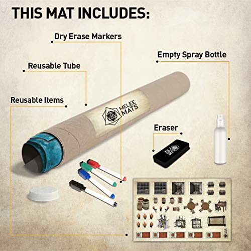 Battle Grid Game Mat - 3 Pack Double Sided - Portable Tabletop Role-Playing Map - Dungeons Rpg Dice Dragons Starter Set - Reusable Gaming Terrain Paper Terrain - 24 X 36 #TOP1