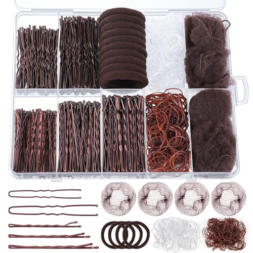 570PCS Brown Bobby Pins for Women, Hair Pins Kit with