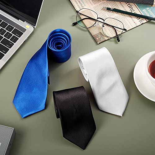 Syhood Solid Satin Pure Color Ties Set Business Formal Necktie Tie for Men Formal Occasion Wedding4