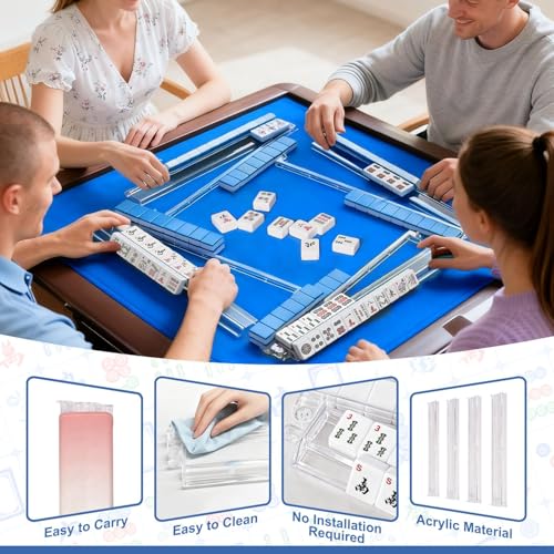 Mahjong Racks con Empujadores Acrílico Rosa Juego 4 piezas miniatura 6
